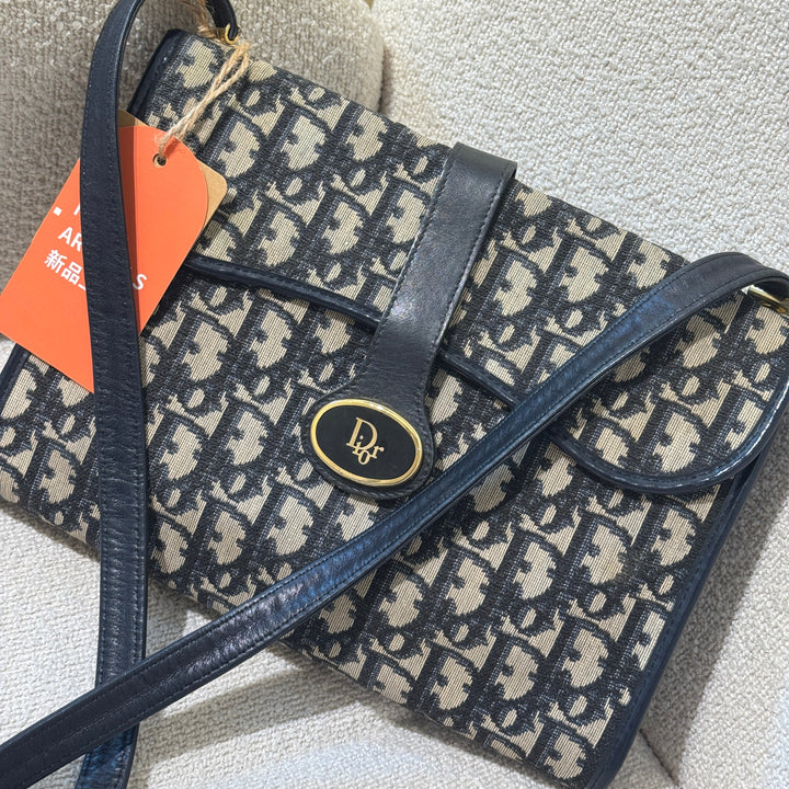 Vintage Christian Dior Trotter Oblique Flap Crossbody Bag