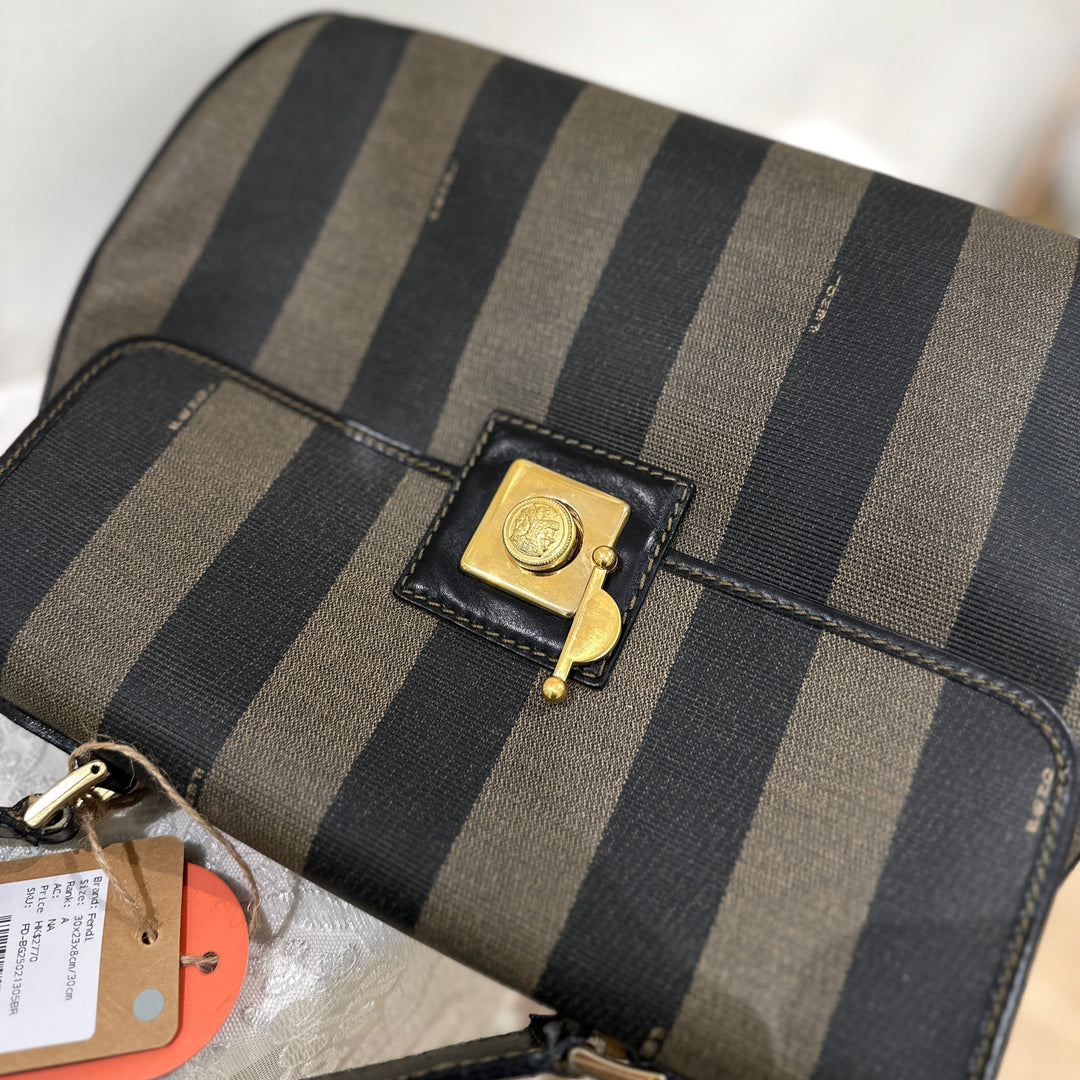 Fendi Pequin PVC Leather 2 Way Bag