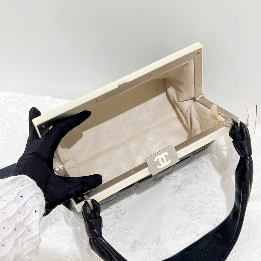 Chanel vintage CC mask plate metal clasp top bag