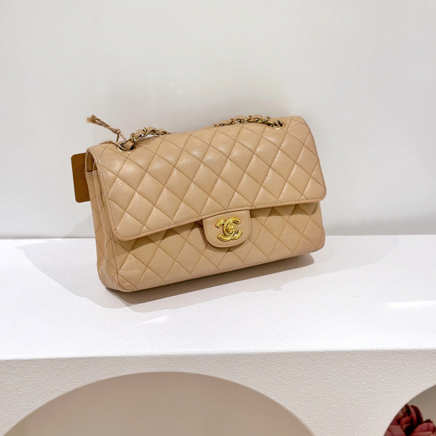 Chanel vintage beige class flap bag 25cm