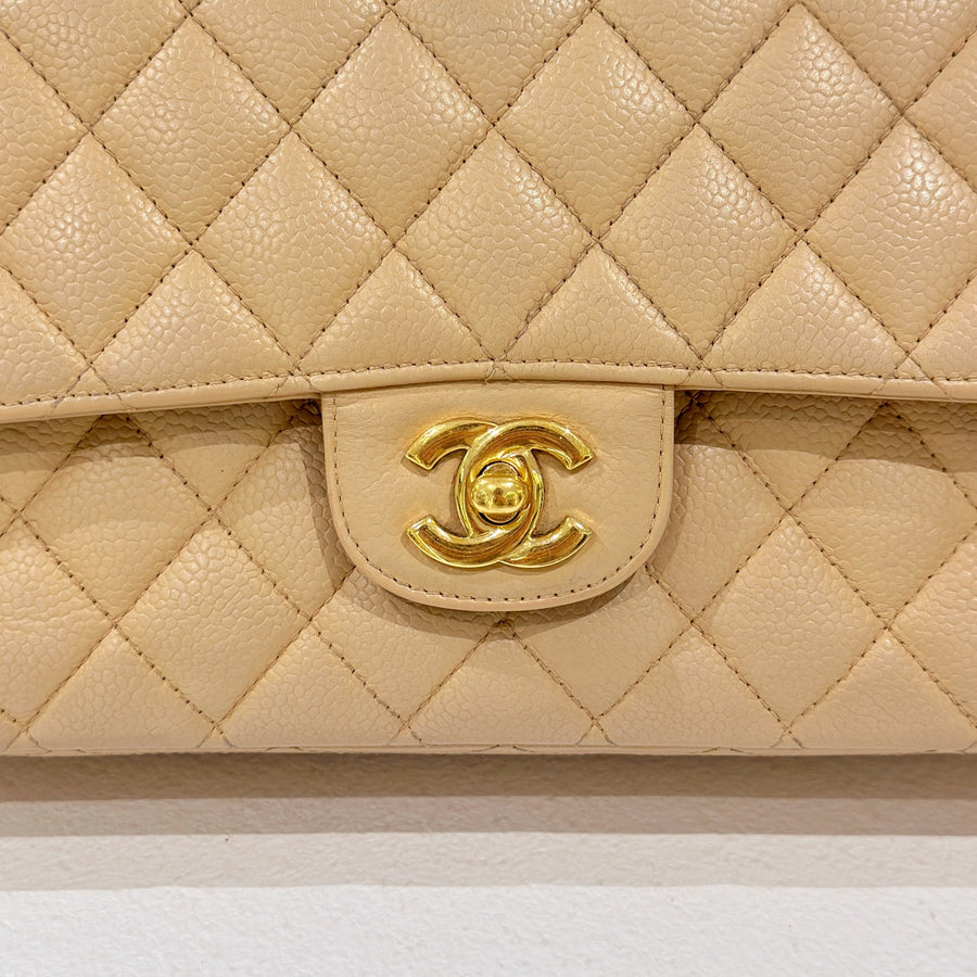 Chanel vintage beige class flap bag 25cm