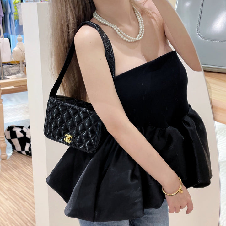 Chanel vintage patent leather kelly bag