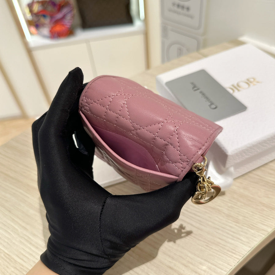 Christian Dior LADY DIOR Lambskin Folding Wallet Small Wallet