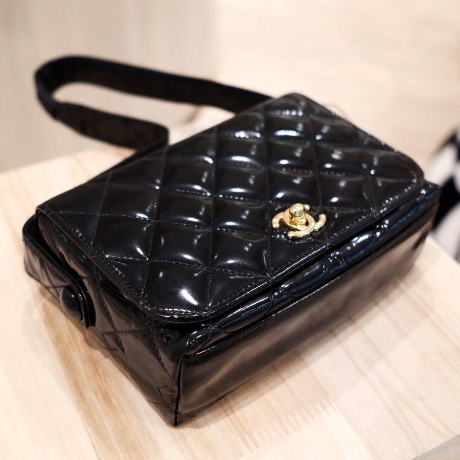 Chanel vintage patent leather kelly bag