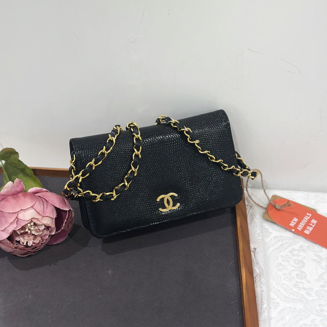 Chanel vintage lizard skin chain bag