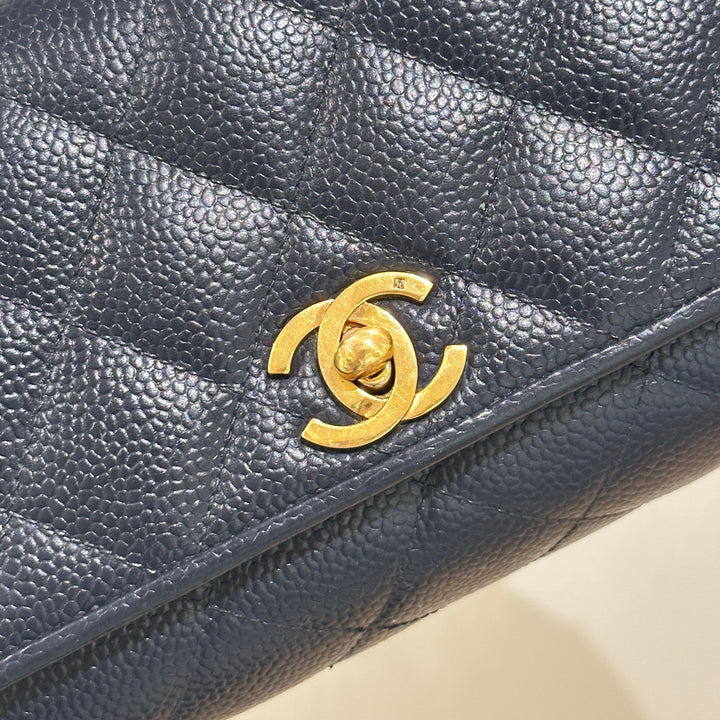 Chanel vintage navy caviar flap bag