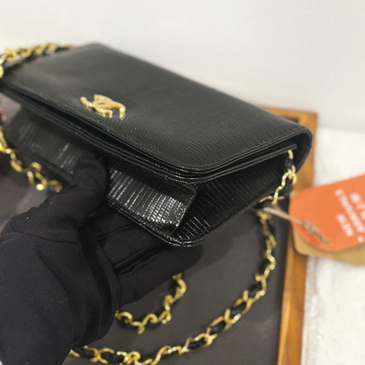 Chanel vintage lizard skin chain bag