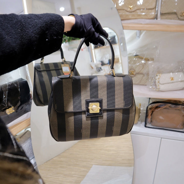 Fendi Pequin PVC Leather 2 Way Bag