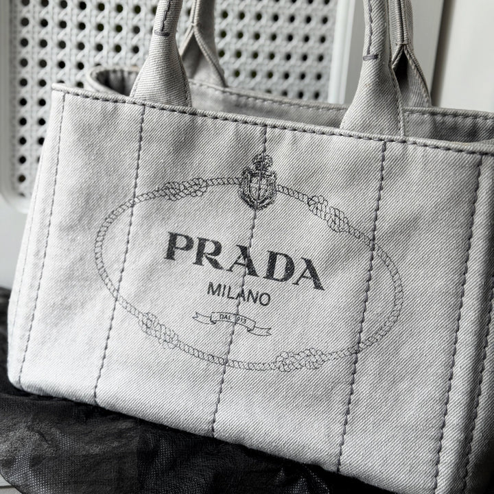 Prada canapa 2way denim shoulder hand bag