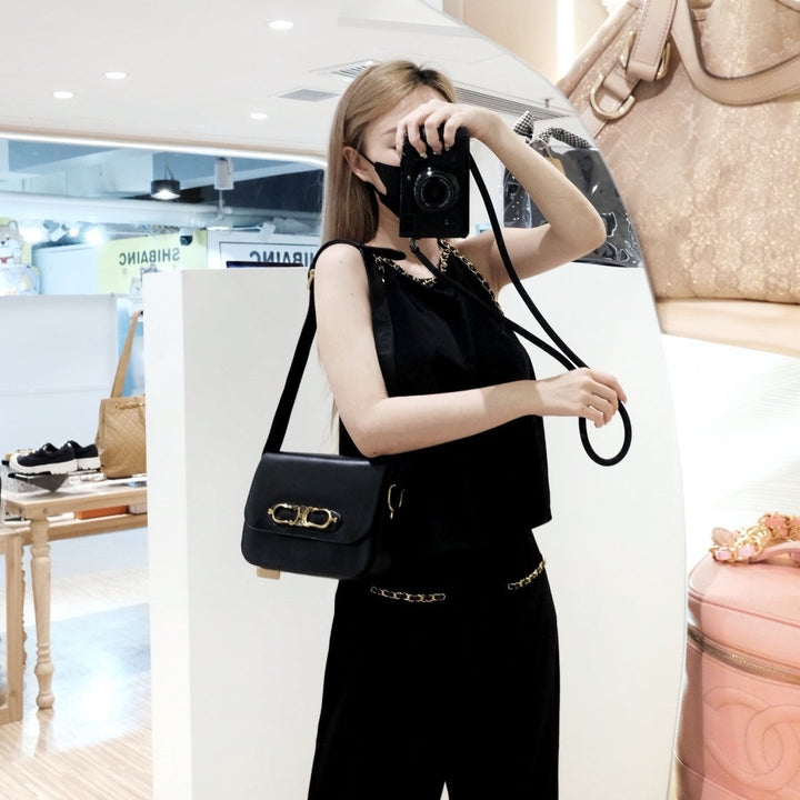 Celine vintage medium triomphe box shoulder bag