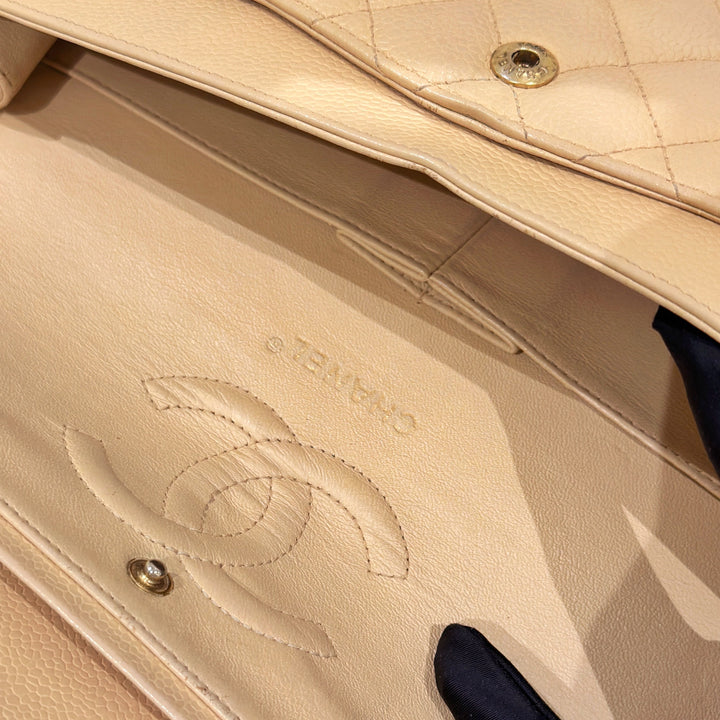 Chanel vintage beige class flap bag 25cm