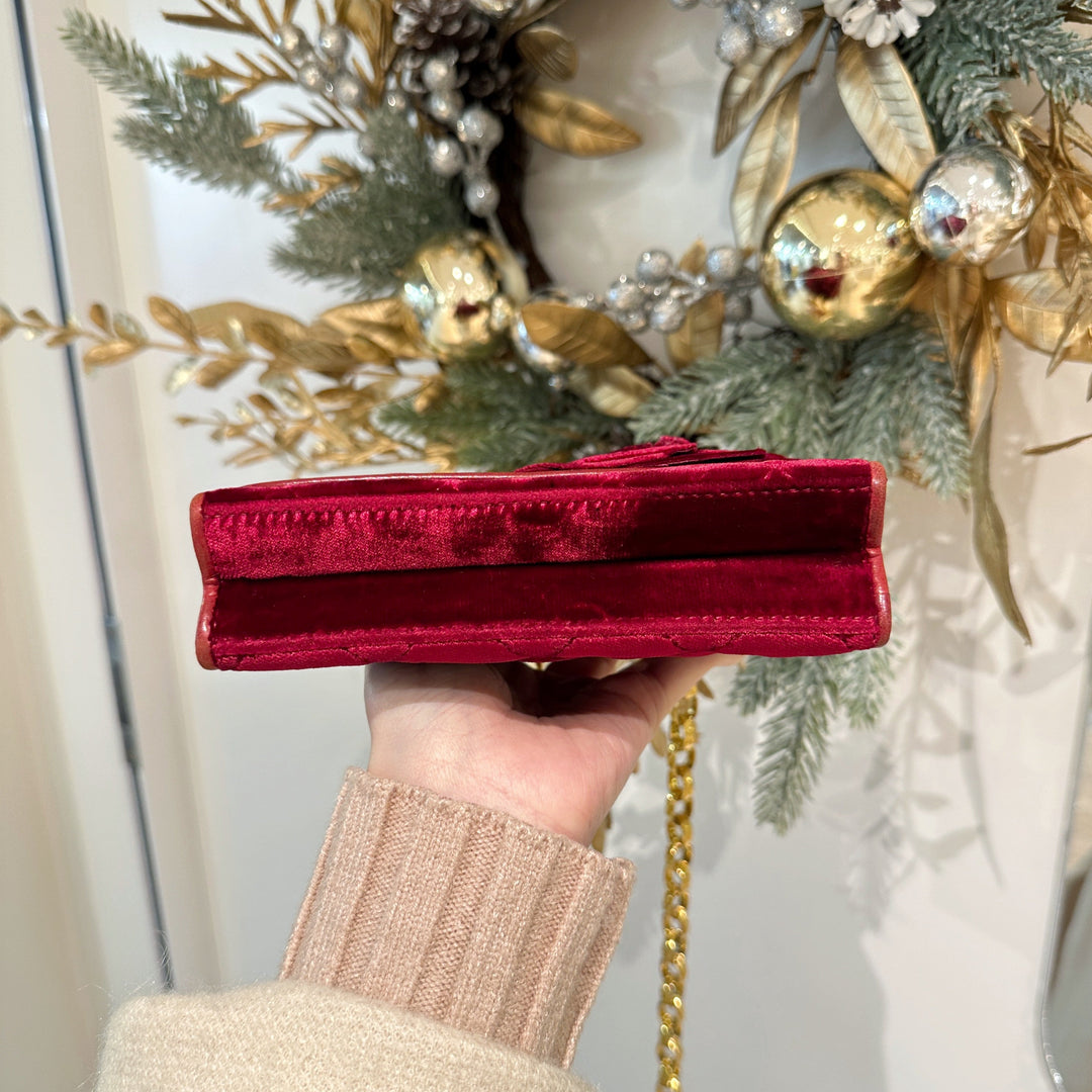 Chanel vintage velvet camellia  mini flap bag