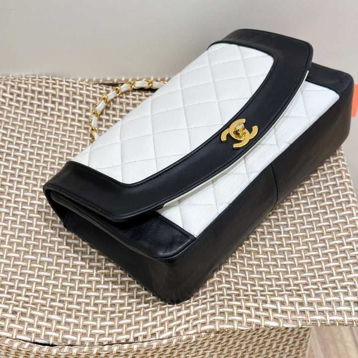 Chanel Vintage Black/White Lambskin Dianan Class Flap 25cm