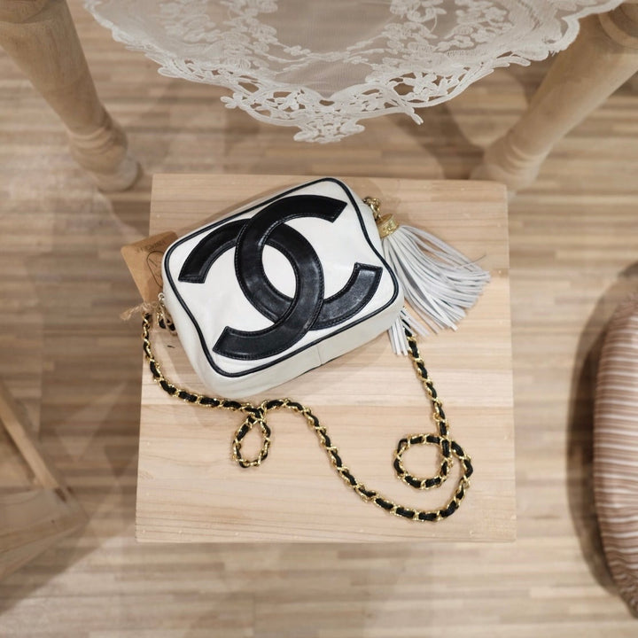 Chanel vintage CC camera crossbody bag with tassel
