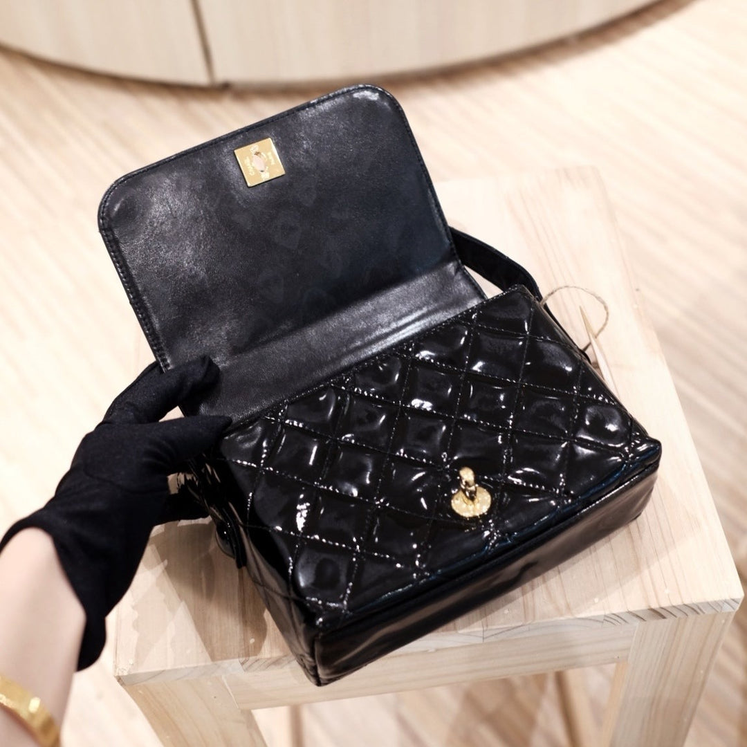 Chanel vintage patent leather kelly bag