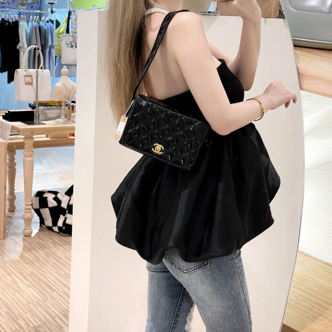 Chanel vintage patent leather kelly bag