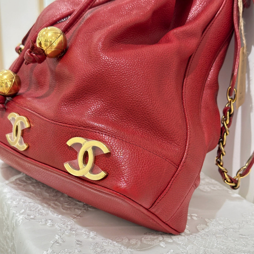 Chanel vintage triple CC leather bucket bag