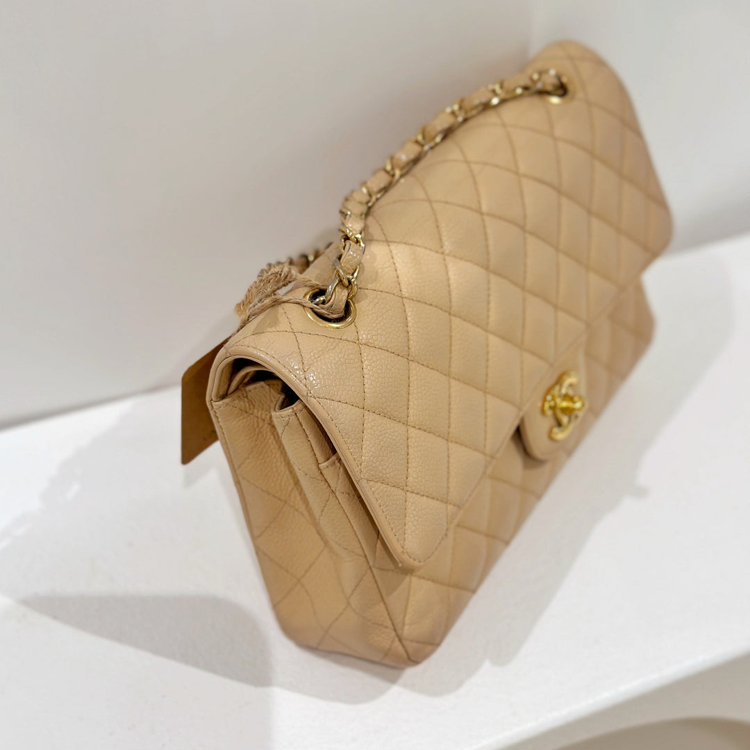 Chanel vintage beige class flap bag 25cm