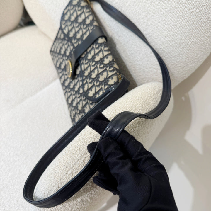 Vintage Christian Dior Trotter Oblique Flap Crossbody Bag