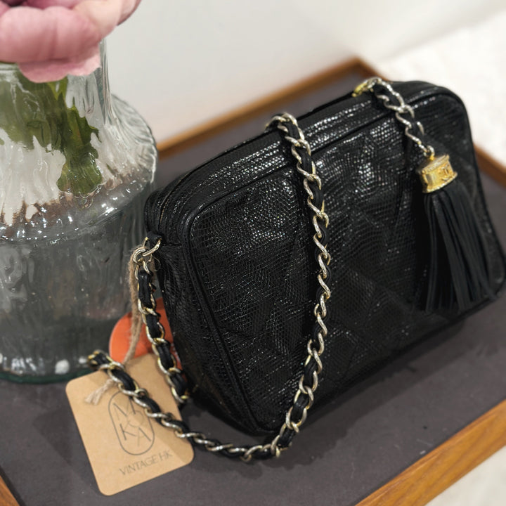 Chanel vintage lizard skin camera bag