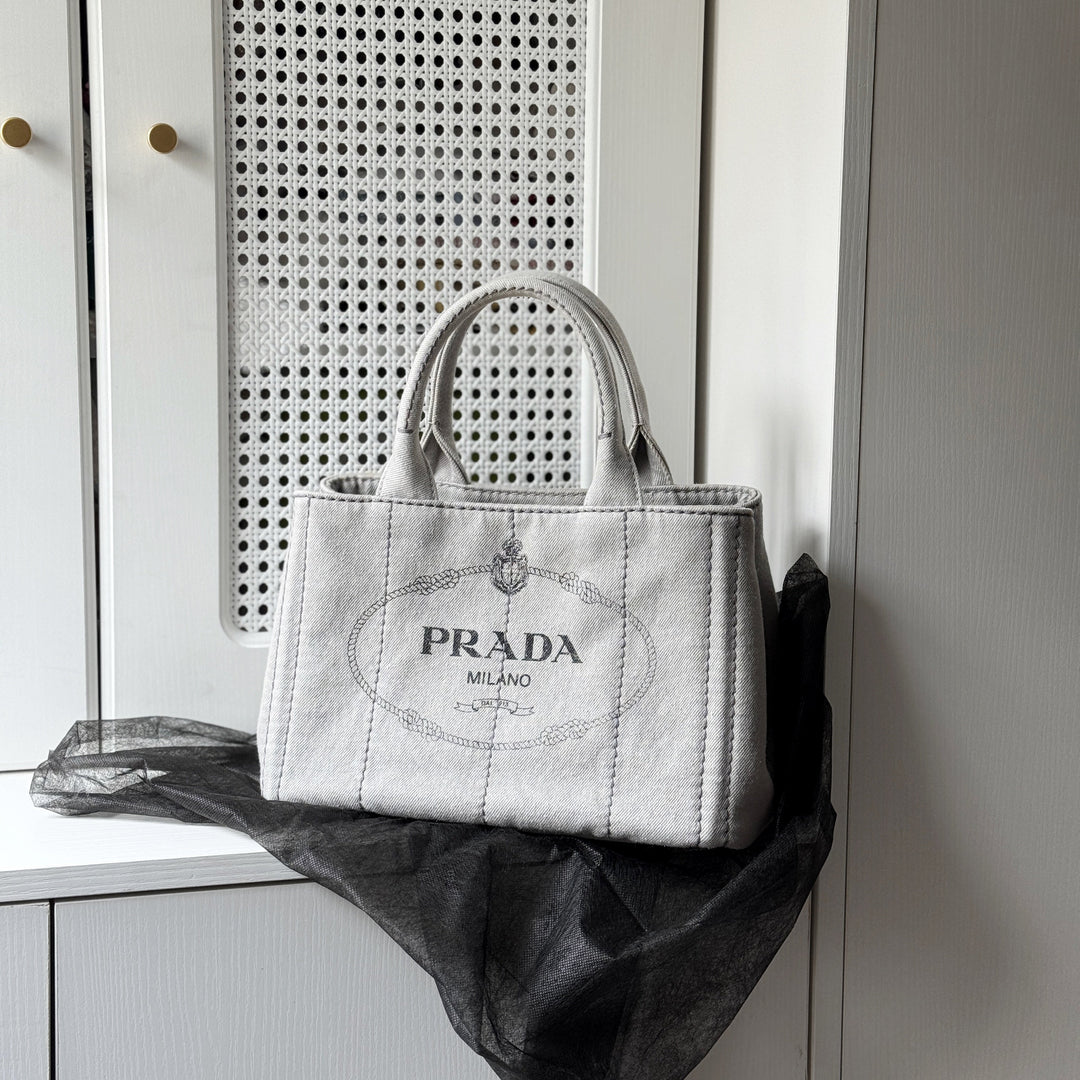 Prada canapa 2way denim shoulder hand bag