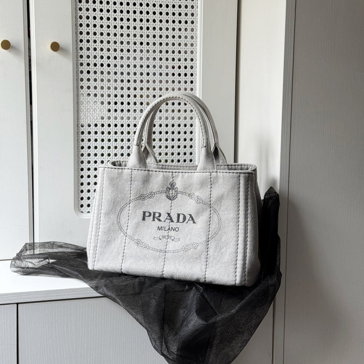 Prada canapa 2way denim shoulder hand bag