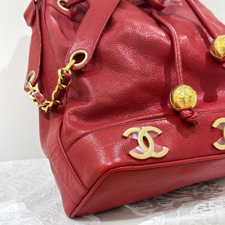 Chanel vintage triple CC leather bucket bag
