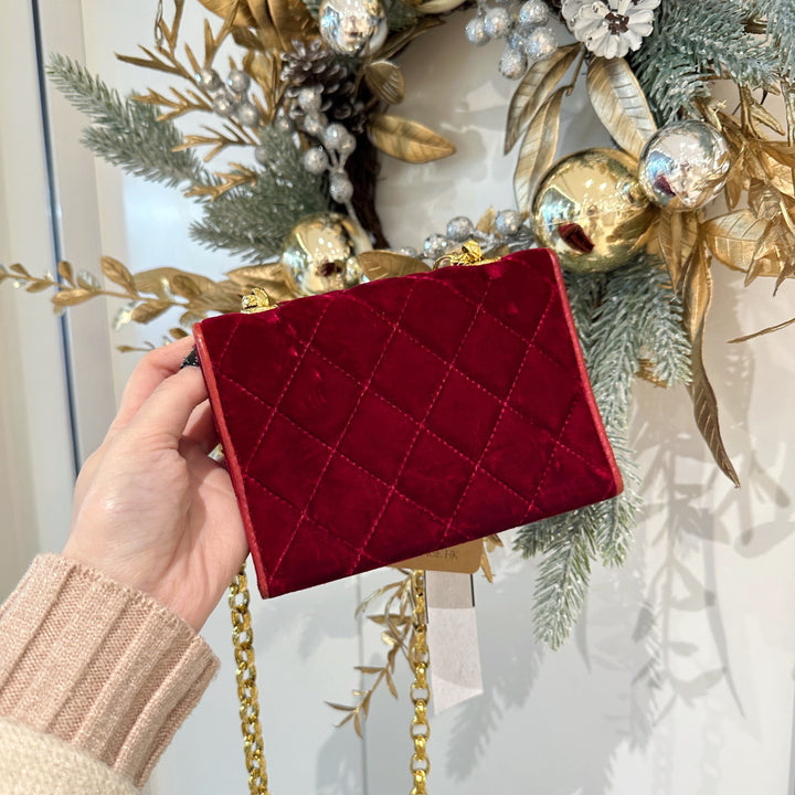 Chanel vintage velvet camellia  mini flap bag