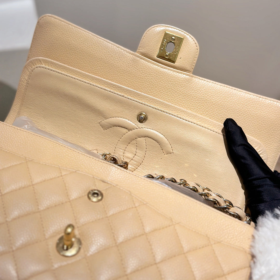 Chanel vintage beige class flap bag 25cm