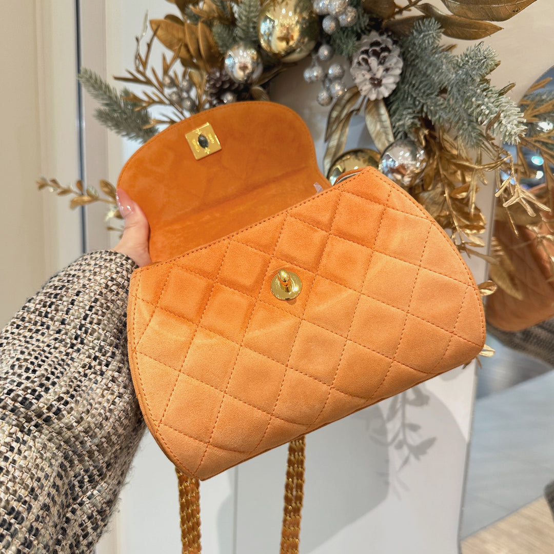 Chanel vintage suede chain bag