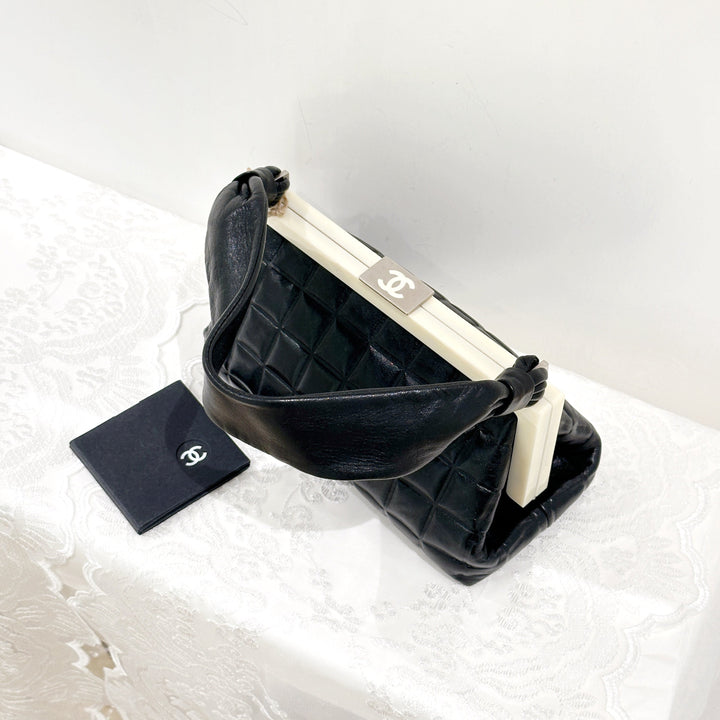 Chanel vintage CC mask plate metal clasp top bag