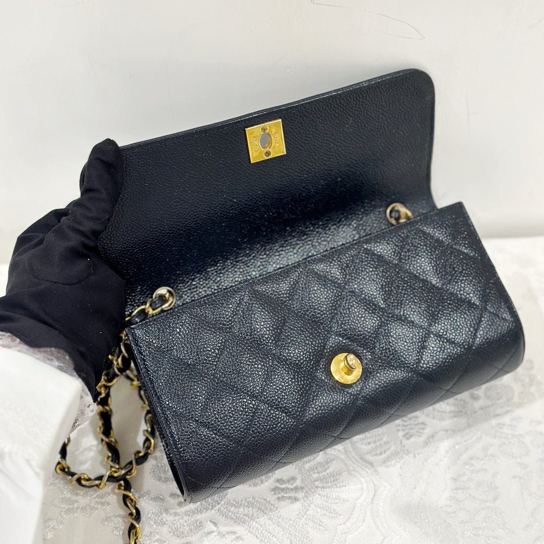 Chanel vintage navy caviar flap bag