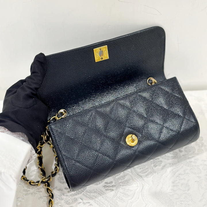 Chanel vintage navy caviar flap bag