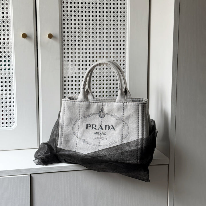 Prada canapa 2way denim shoulder hand bag