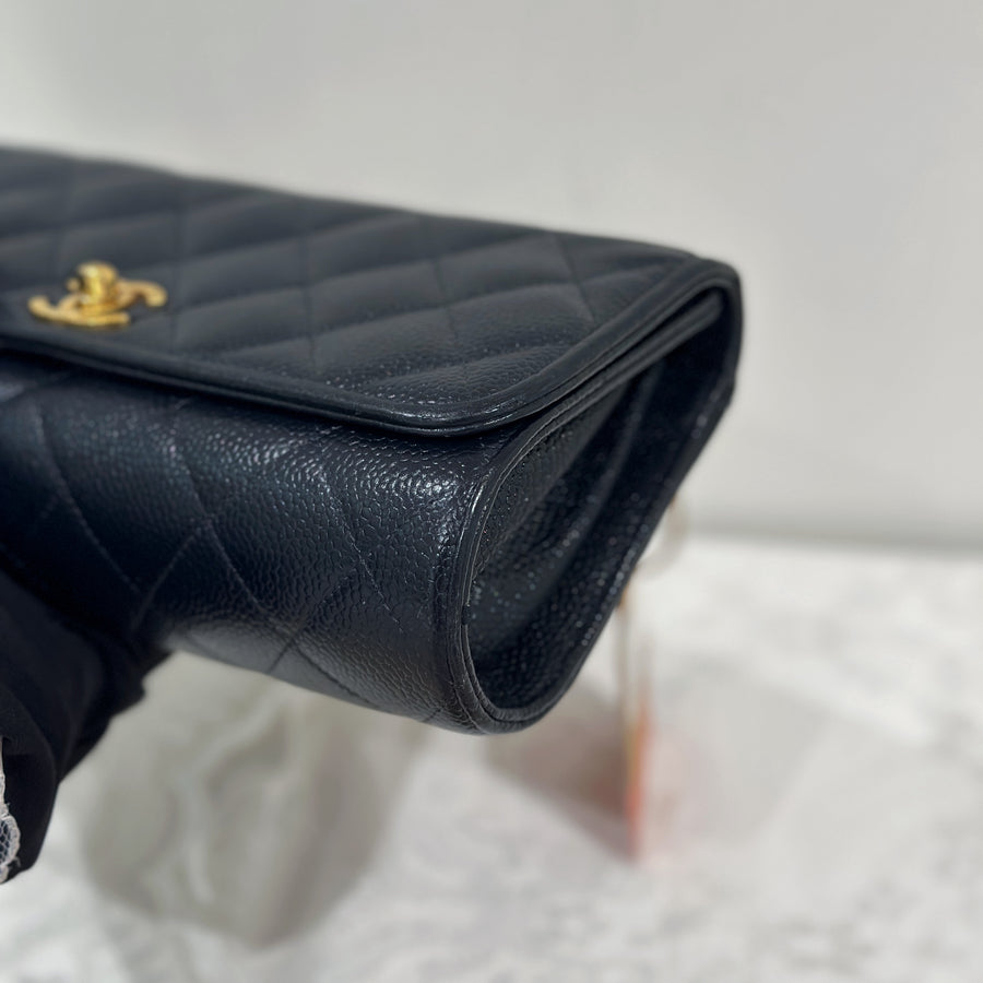 Chanel vintage navy caviar flap bag