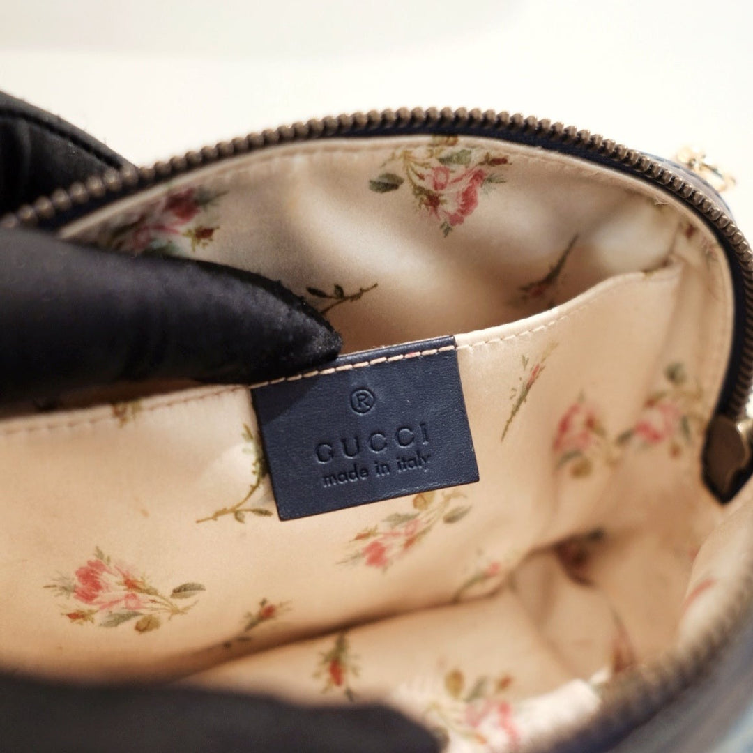 Gucci vintage pearl denim clutch bag+chain