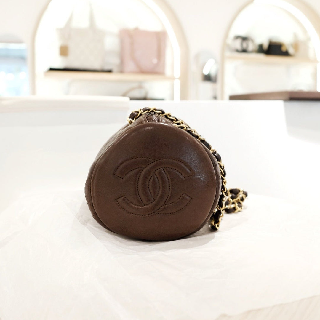 Chanel vintage quilted lambskin cylinder bag