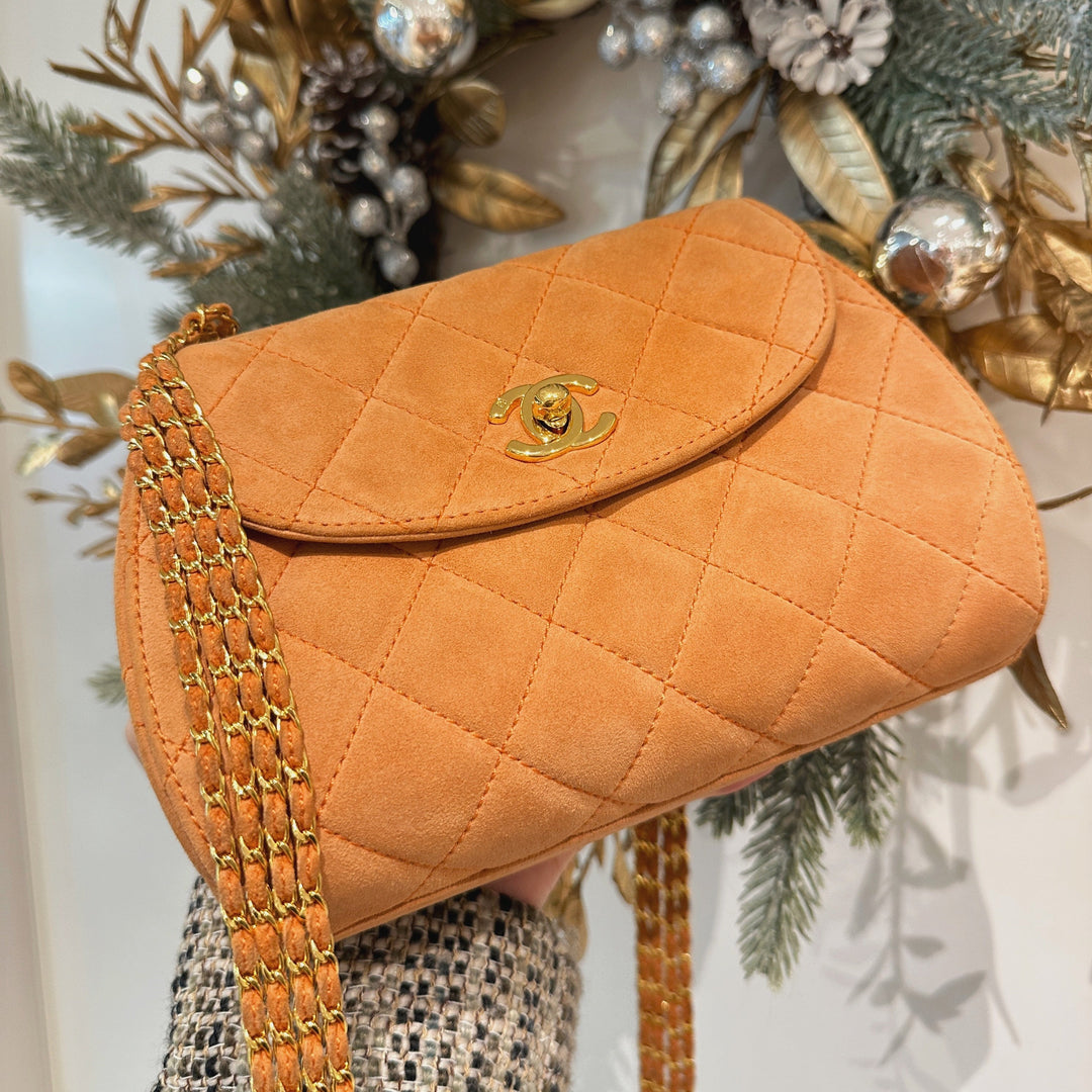 Chanel vintage suede chain bag