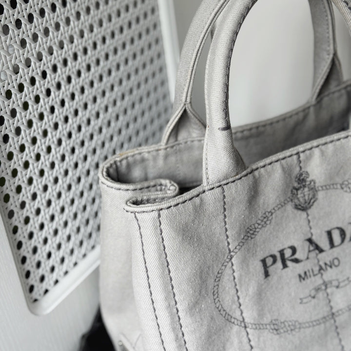 Prada canapa 2way denim shoulder hand bag