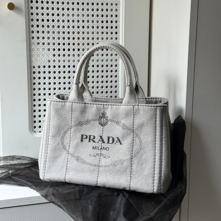 Prada canapa 2way denim shoulder hand bag