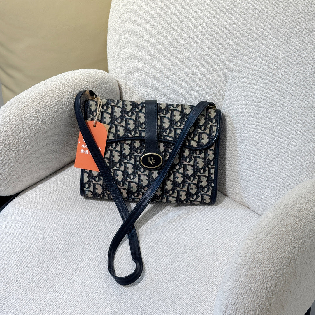 Vintage Christian Dior Trotter Oblique Flap Crossbody Bag
