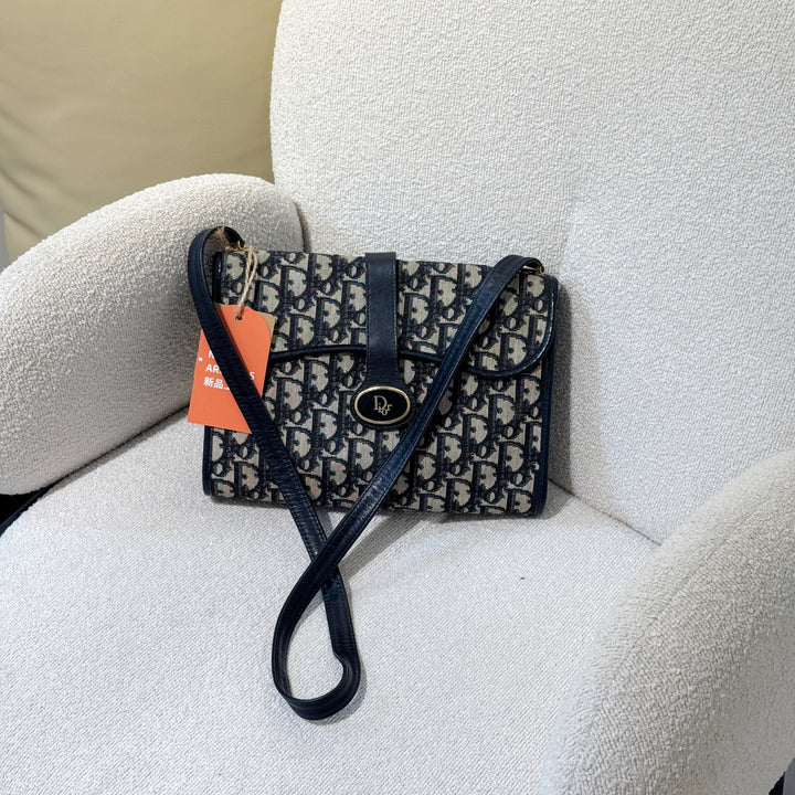 Vintage Christian Dior Trotter Oblique Flap Crossbody Bag