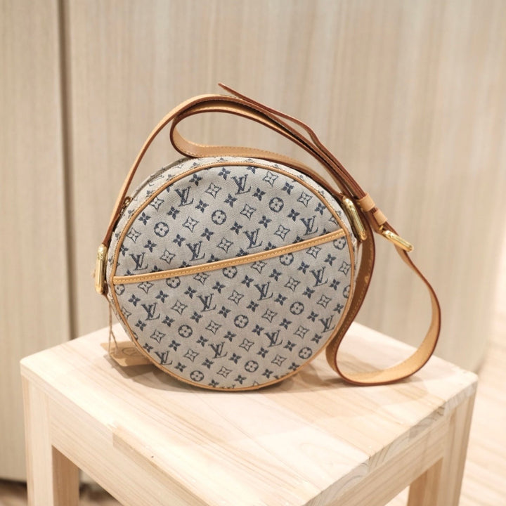 Lv denim round shoulder bag