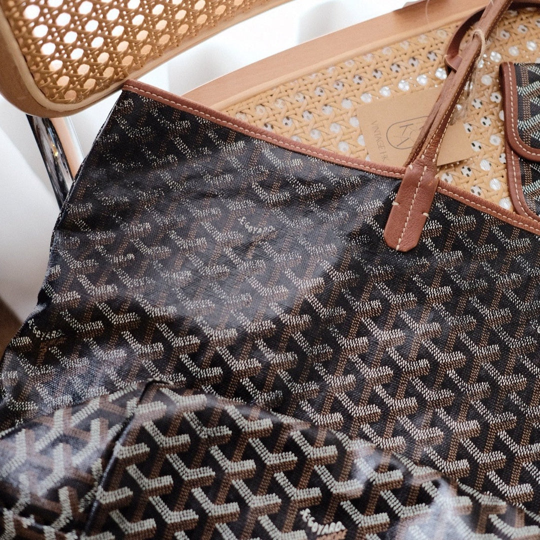 Goyard saint louis GM brown x black with pouch tote bag