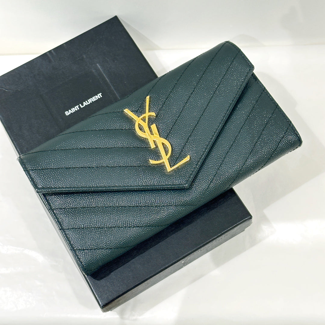YSL long wallet （green）