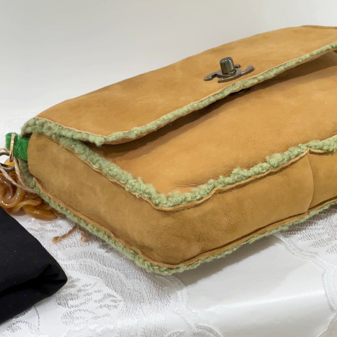 Chanel vintage suede clutch+chain