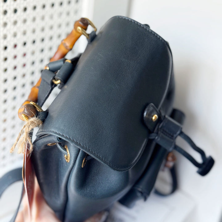 Gucci vintage bamboo backpack（dark green）