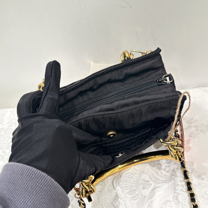 Prada vintage nylon bag with gold handle