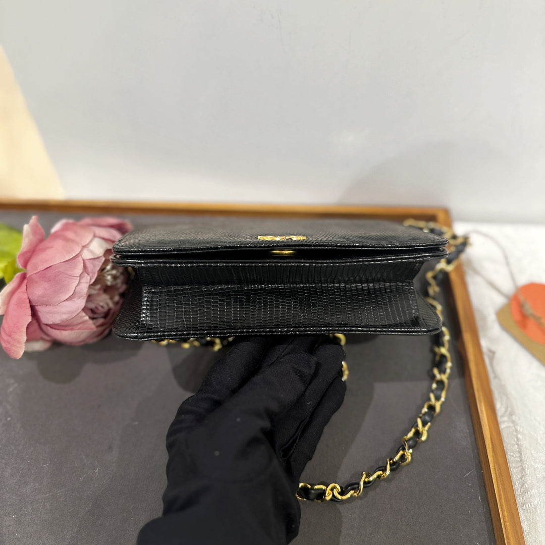 Chanel vintage lizard skin chain bag