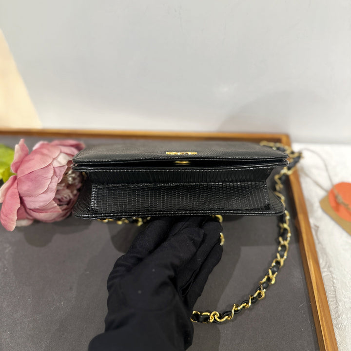 Chanel vintage lizard skin chain bag